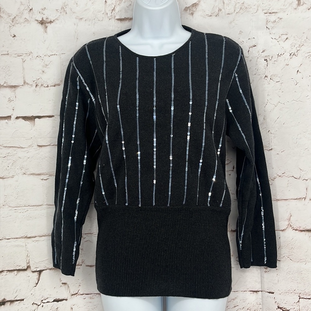 ✨VINTAGE✨J. TIKTINER Cote de Azur SEQUIN KNIT SWEATER, SIZE S